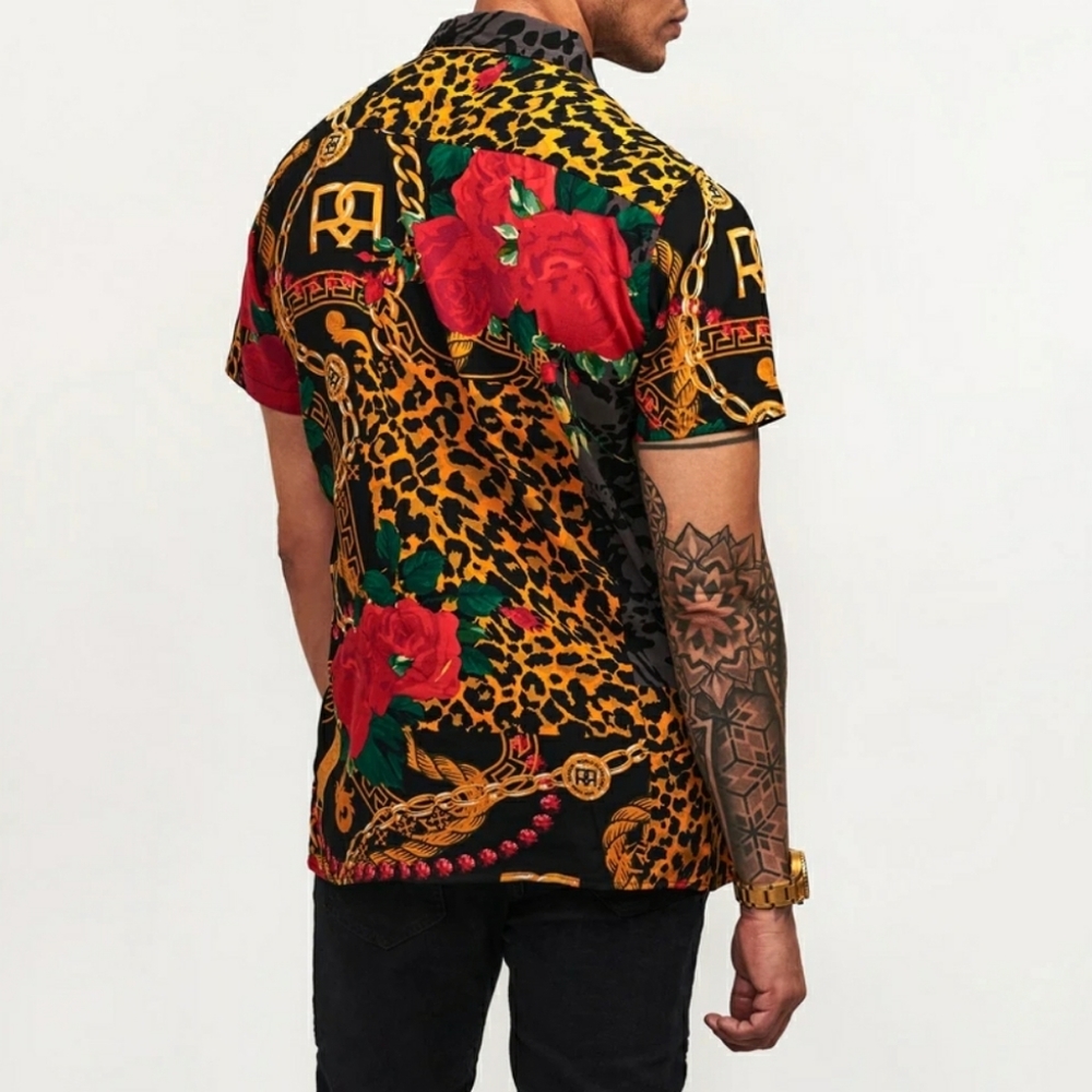 🆕️ Floral Gold Chain Woven Shirt S,M,L,XL - Picture 2 of 10